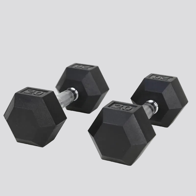 20LB Rubber Coated Cast Iron Dumbbells (Pair)