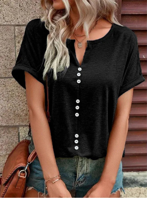 Women’s V-Neck Button Summer Top