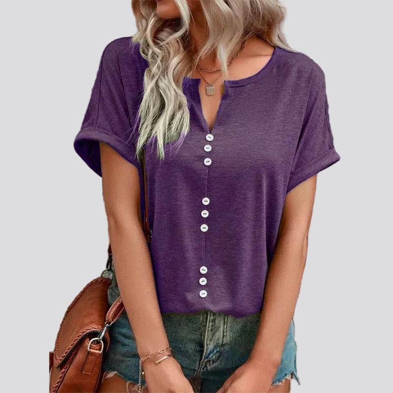 Women’s V-Neck Button Summer Top