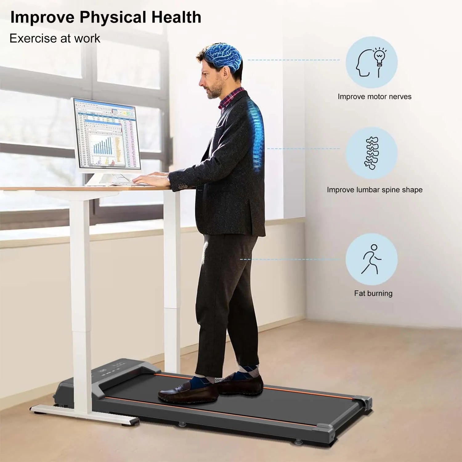Portable Walking Pad Under Desk Treadmill with LED Display