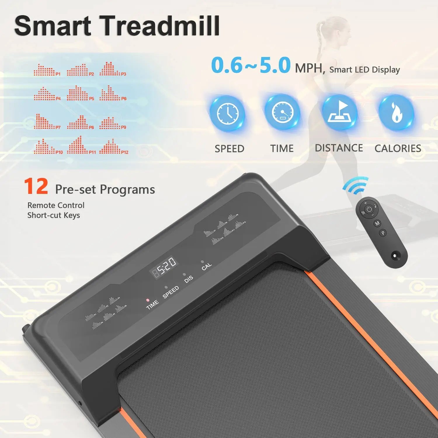 Portable Walking Pad Under Desk Treadmill with LED Display