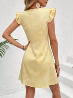 Women’s V-Neck Stripe Beach Shirt Dress