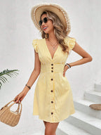 Women’s V-Neck Stripe Beach Shirt Dress